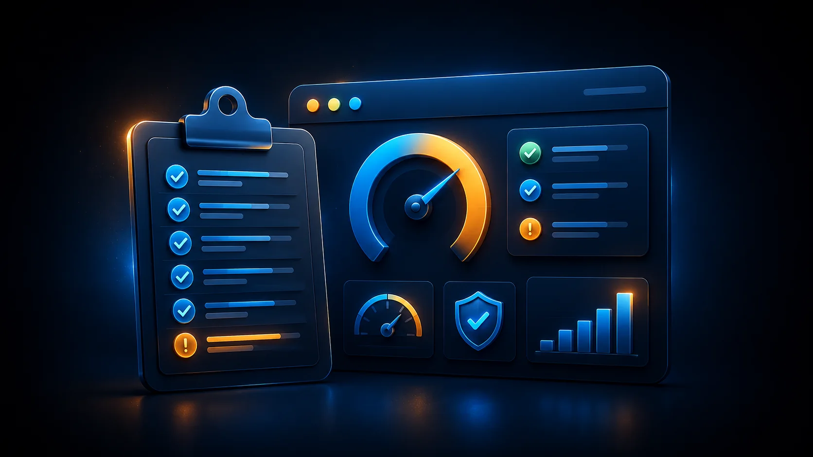 Digital health check checklist and score gauge